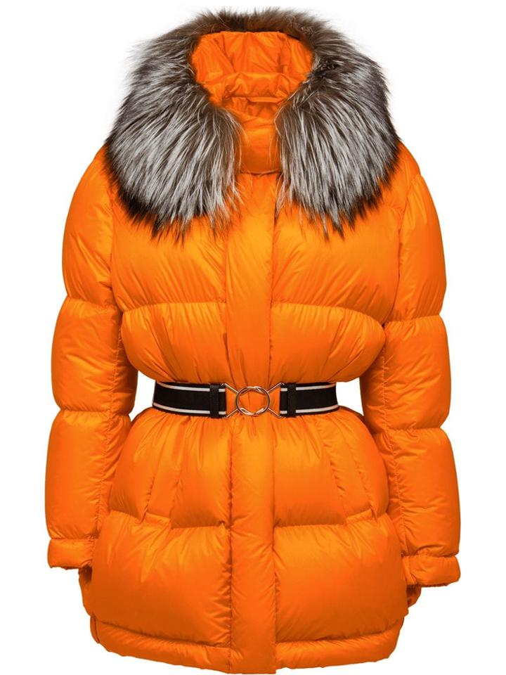 Prada Fur-trimmed Down Jacket - Yellow
