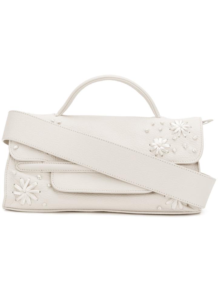 Zanellato Raffia Embroidered Tote - White
