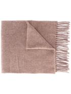 Woolrich Fringed Scarf, Men's, Brown, Polyamide/wool