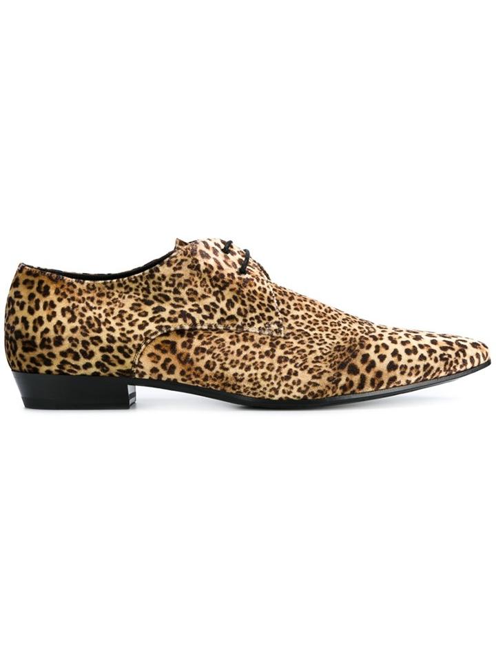 Saint Laurent Leopard Print Derby Shoes