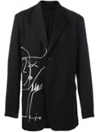 Yohji Yamamoto Lateral Embroidery Blazer, Men's, Size: 3, Black, Cupro/rayon/wool
