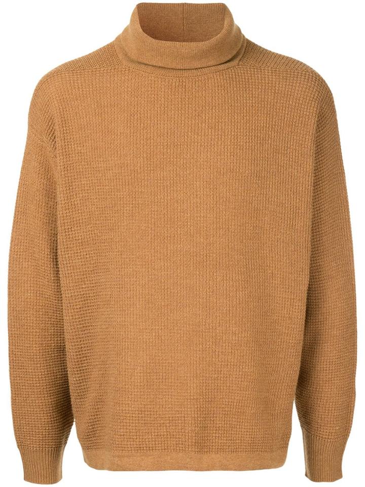 Caban Waffle Knit Jumper - Brown