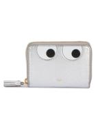 Anya Hindmarch Small Silver Leather Eyes Zip Around Wallet - Grey
