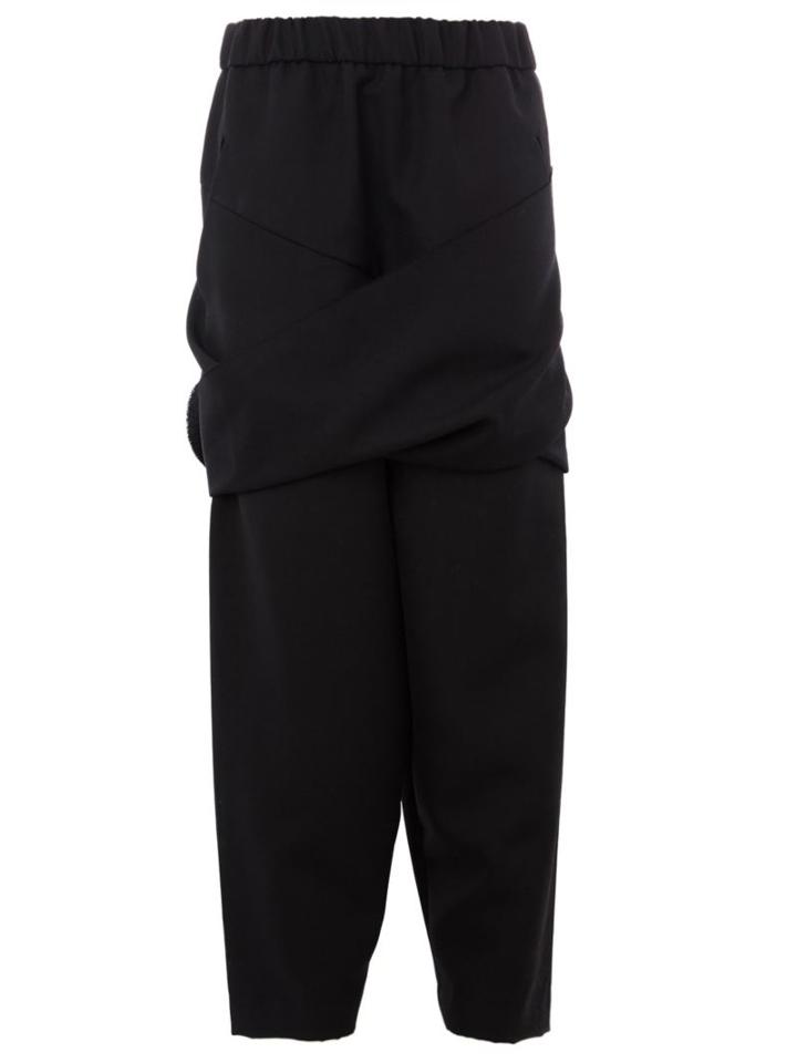 Moohong Wide-leg Cropped Trousers, Men's, Size: 48, Black, Wool