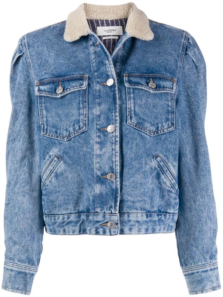 Isabel Marant Étoile Shearling Collar Denim Jacket - Blue