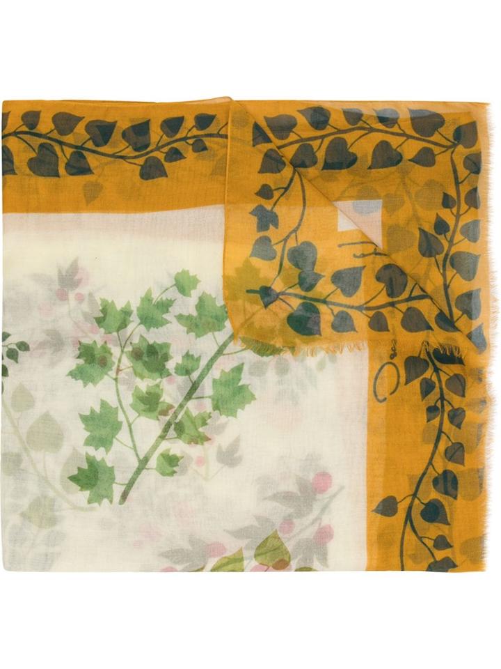 Oscar De La Renta Botanical Branches Print Scarf - Yellow