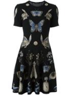 Alexander Mcqueen 'obsession' Mini Dress, Women's, Size: Small, Black, Wool/silk/polyamide/spandex/elastane