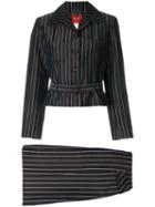 Kenzo Pre-owned Striped Belted Skirt Suit - Brown
