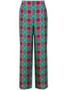 Alberta Ferretti Tartan Palazzo Pants - Pink & Purple