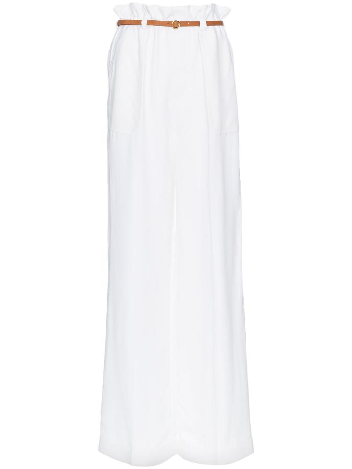 Chloé High Paper Bag Waist Belted Trousers - White