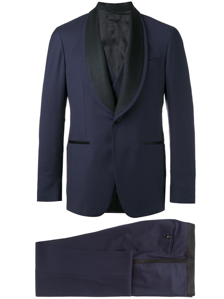Gabriele Pasini Contrast Lapel Dinner Suit, Men's, Size: 50, Blue, Wool/viscose/cupro