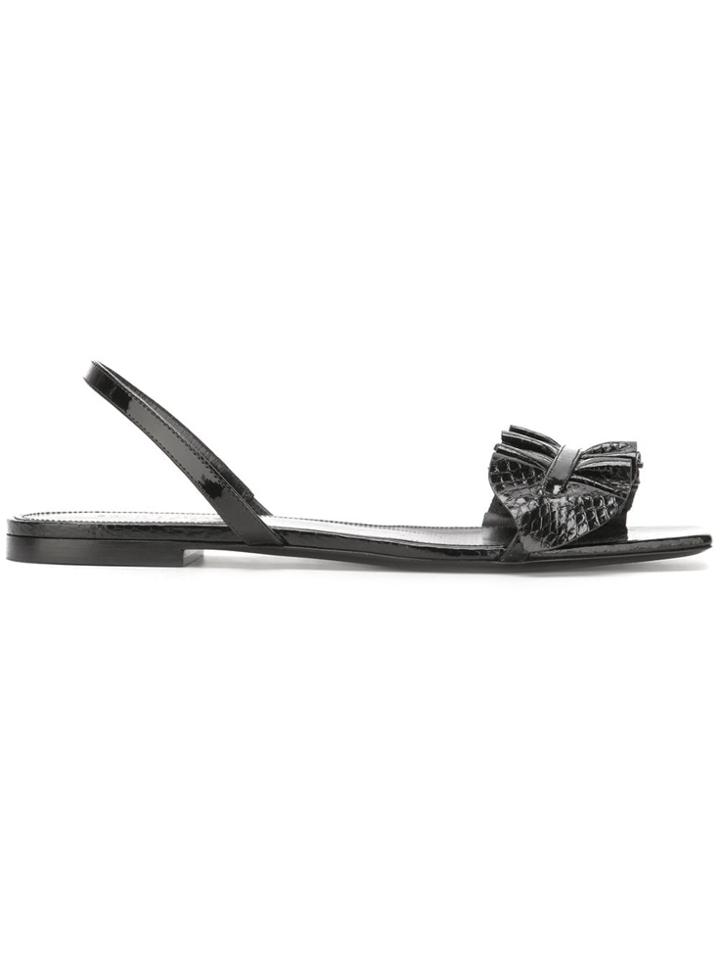 Saint Laurent Edie 05 Ruffle Strap Sandals - Black