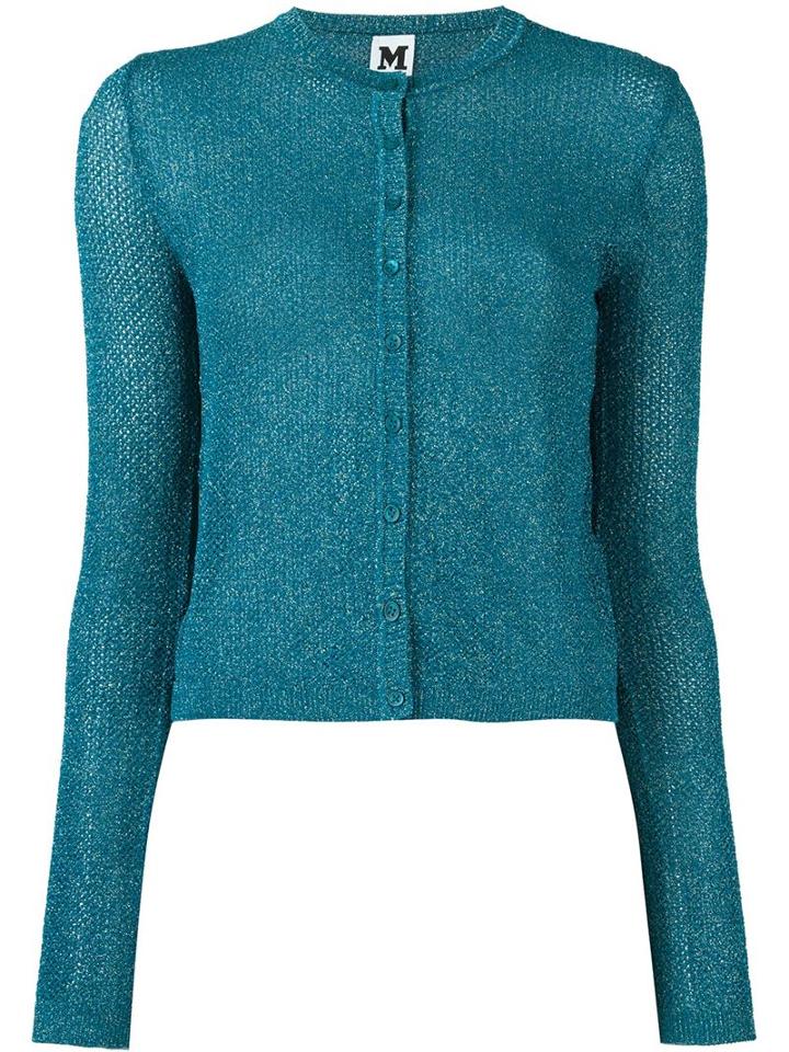 M Missoni Soft Metallic Effect Cardigan, Women's, Size: 42, Blue, Polyamide/metallic Fibre