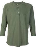 321 Button Fastening T-shirt, Men's, Size: S, Green, Cotton