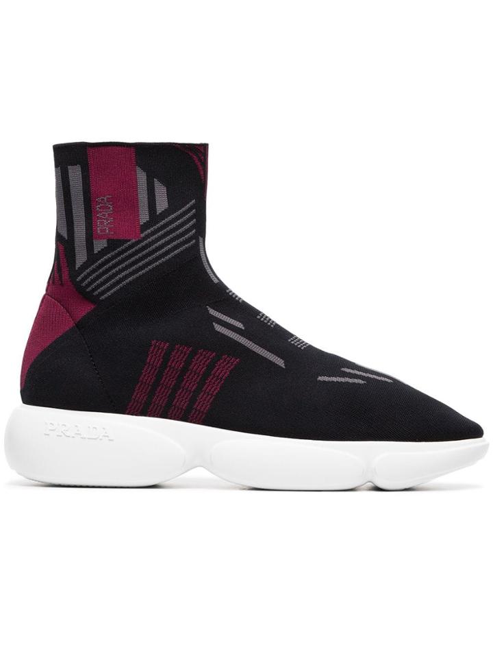 Prada Black, Grey And Red Cloudbust 40 High-top Sneakers
