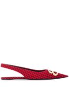 Balenciaga Bb Motif Slingback Ballerina Shoes - Red