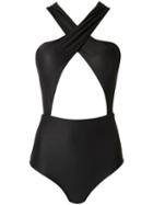 Amir Slama Panelled Swimsuit, Women's, Size: Medium, Black, Elastodiene