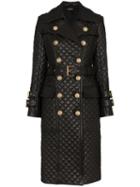 Balmain Quilted Double-breasted Trench Coat - Black