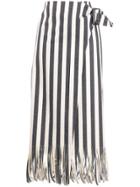 Rejina Pyo Striped Fringe Skirt - Black