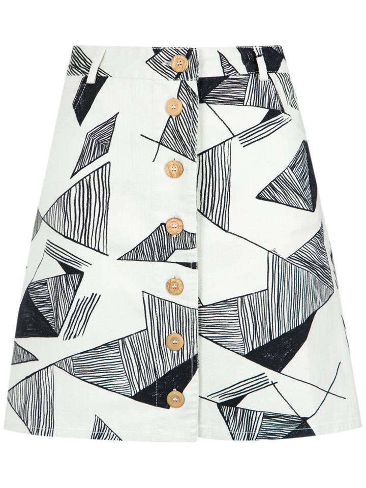Sissa Lucia Geometric Print Skirt - Black