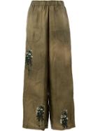 Uma Wang Floral Print Detail Palazzo Trousers - Grey