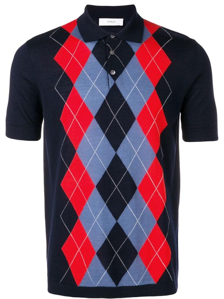 Pringle Of Scotland Round Neck Argyle Jumper - Blue