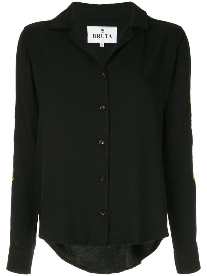 Bruta Embroidered Sleeves Shirt - Black