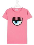 Chiara Ferragni Kids Eye Appliquée T-shirt - Pink & Purple