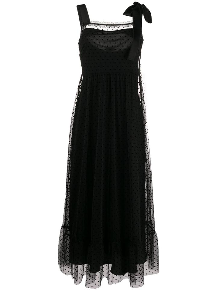 Red Valentino Dotted Tulle Long Dress - Black