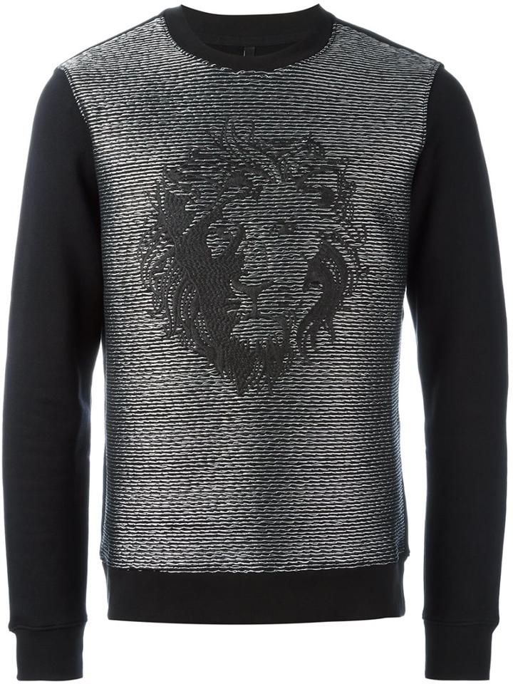 Versus Lion Head Sweatshirt, Men's, Size: Medium, Black, Cotton/acrylic/polyester/wool