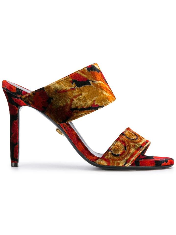 Versace Velvet Baroque Mules - Nude & Neutrals