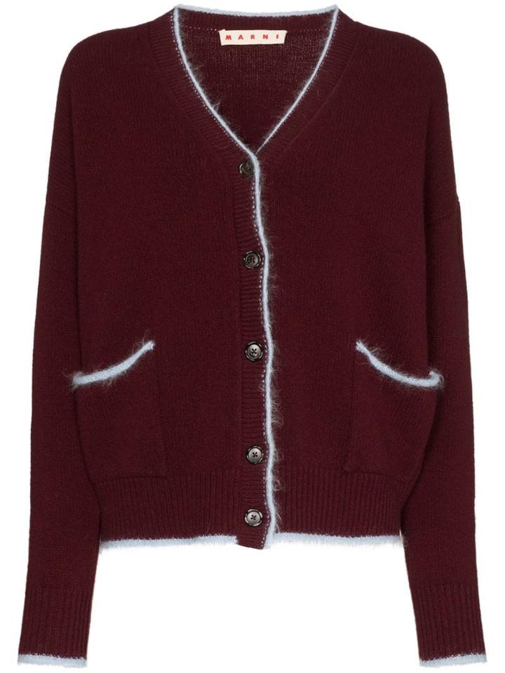 Marni Contrast Trim Cardigan - Red