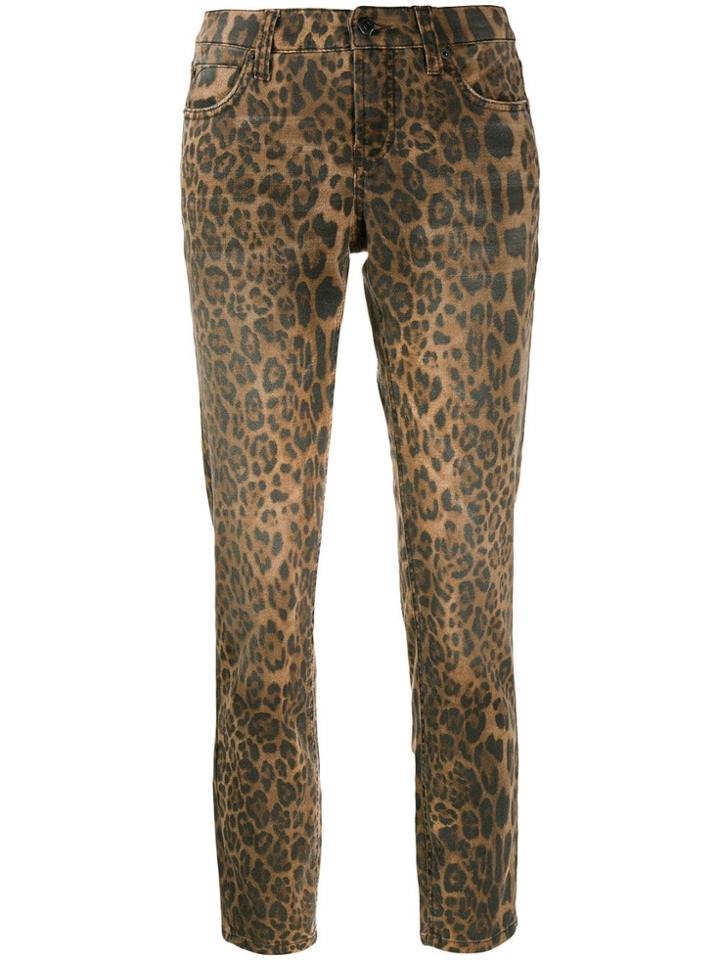 Cambio Cropped Leopard Print Jeans - Brown