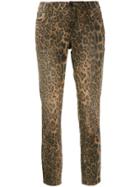 Cambio Cropped Leopard Print Jeans - Brown