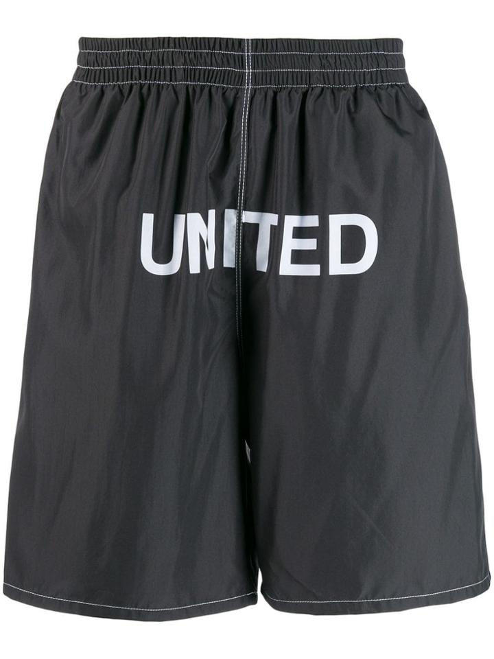 United Standard Logo Print Swim Shorts - Black