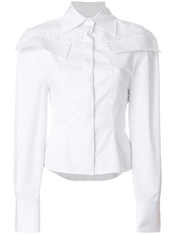 Jacquemus Pinstripe Structured Flap Shirt - White