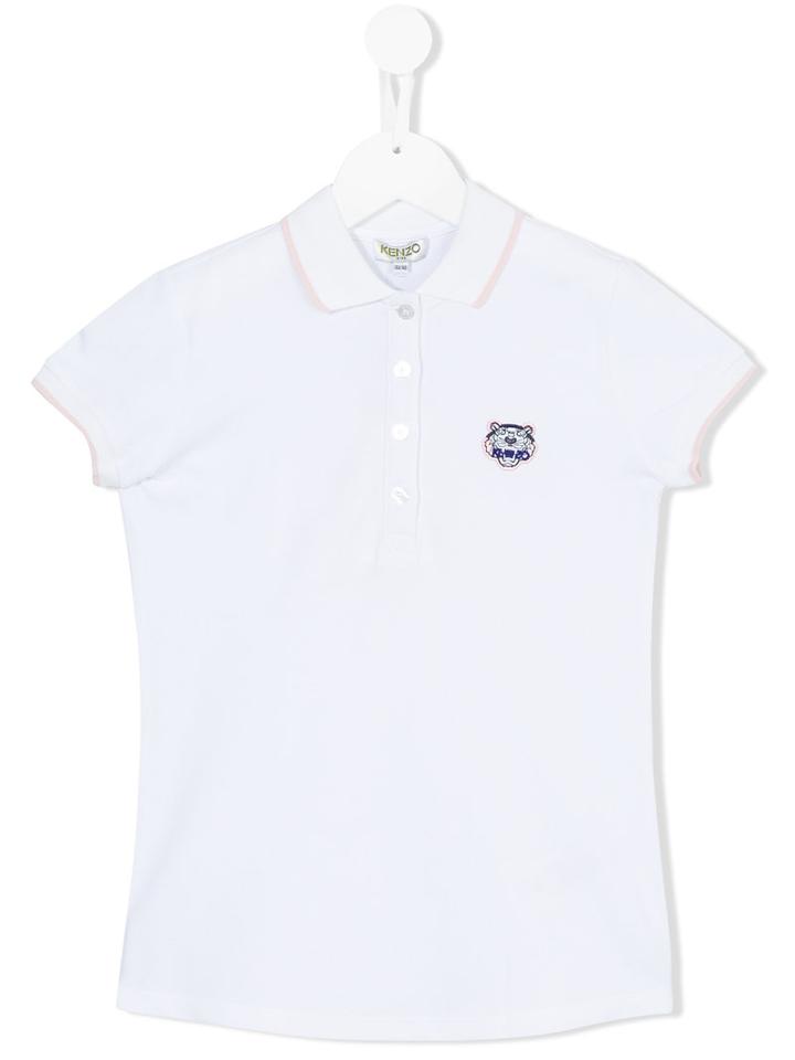 Kenzo Kids Tiger Patch Polo Shirt, Girl's, Size: 8 Yrs, White