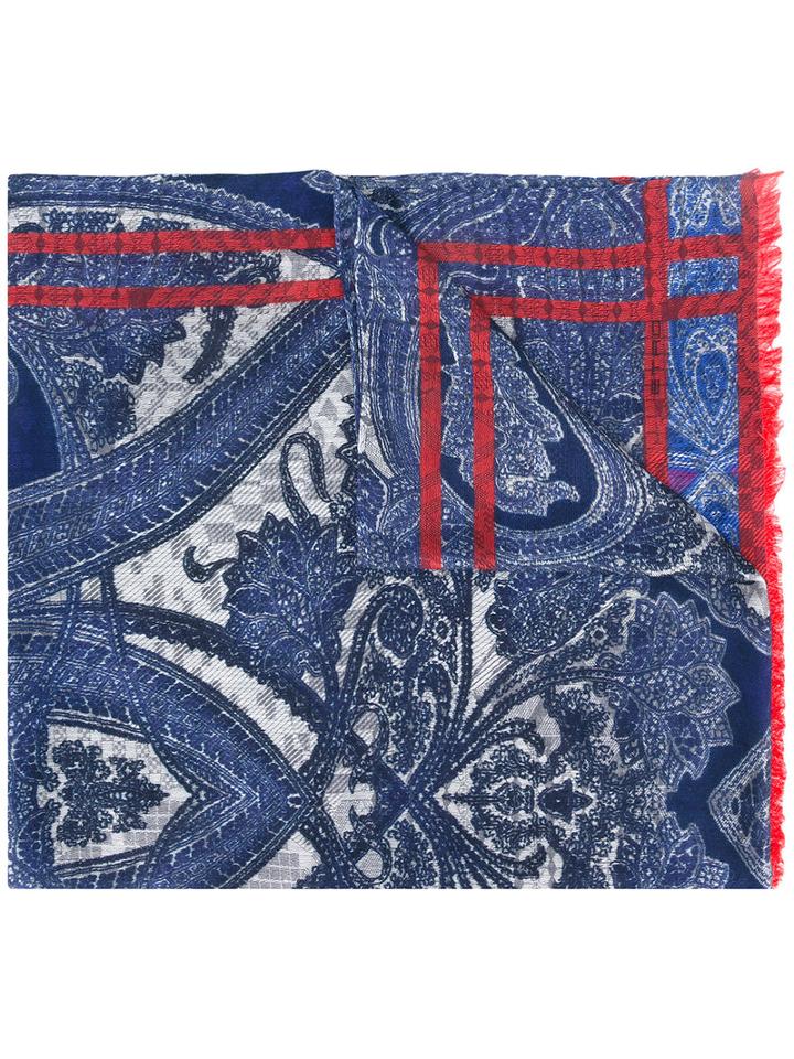 Etro - Printed Scarf - Men - Silk/cotton/wool - One Size, Blue, Silk/cotton/wool