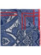 Etro - Printed Scarf - Men - Silk/cotton/wool - One Size, Blue, Silk/cotton/wool