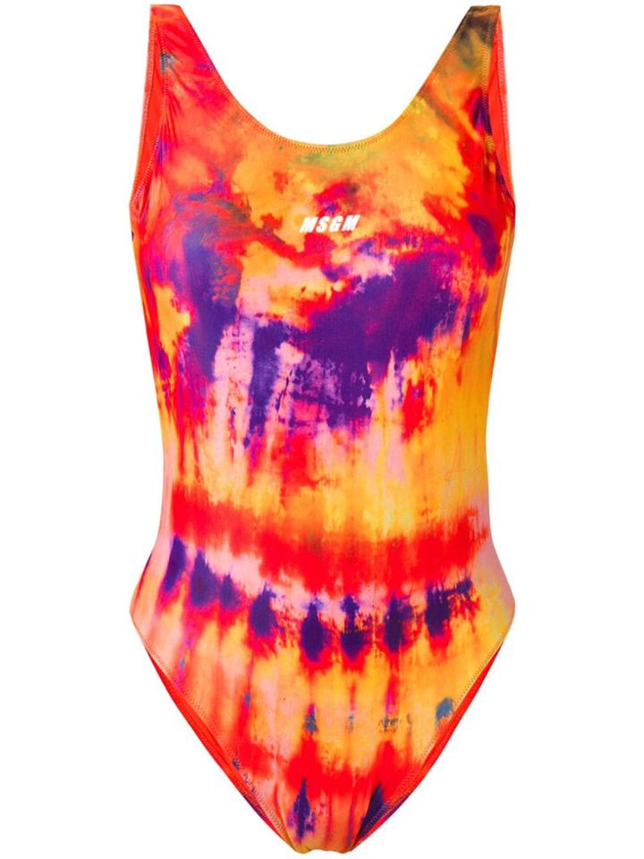 Msgm Tie-dye Swimsuit - Orange