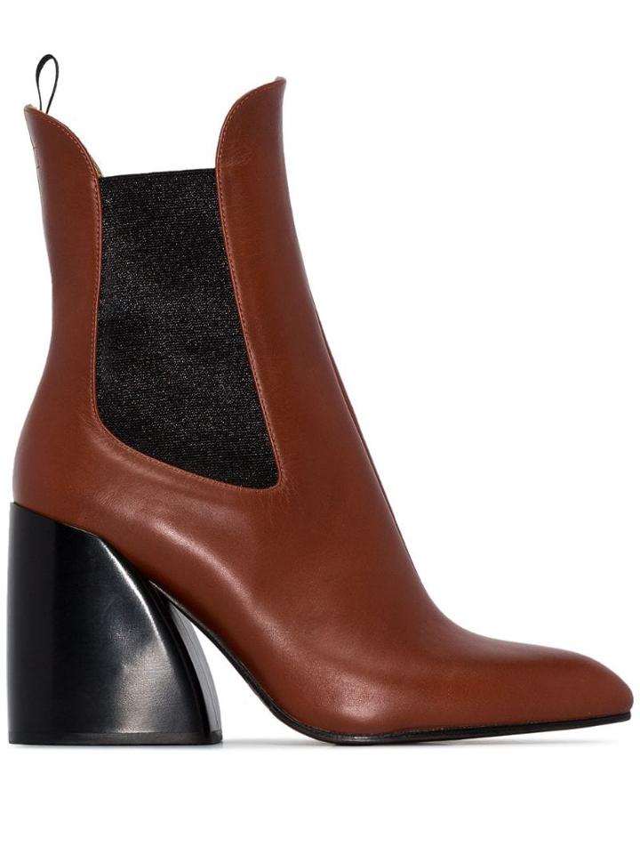 Chloé Wave 90mm Chelsea Boots - Brown