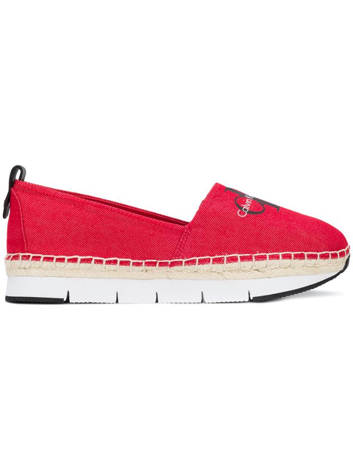 Calvin Klein Jeans Thick Sole Logo Espadrilles - Red