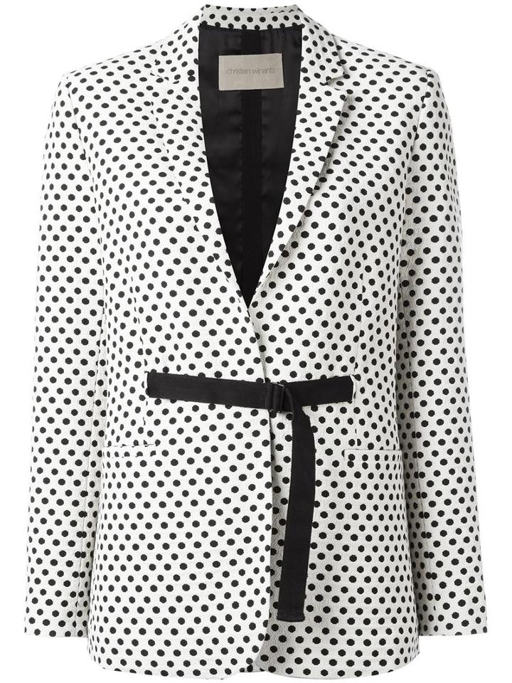 Christian Wijnants 'jemima' Polka Dots Blazer, Women's, Size: 34, White, Cupro/viscose/polyester/spandex/elastane
