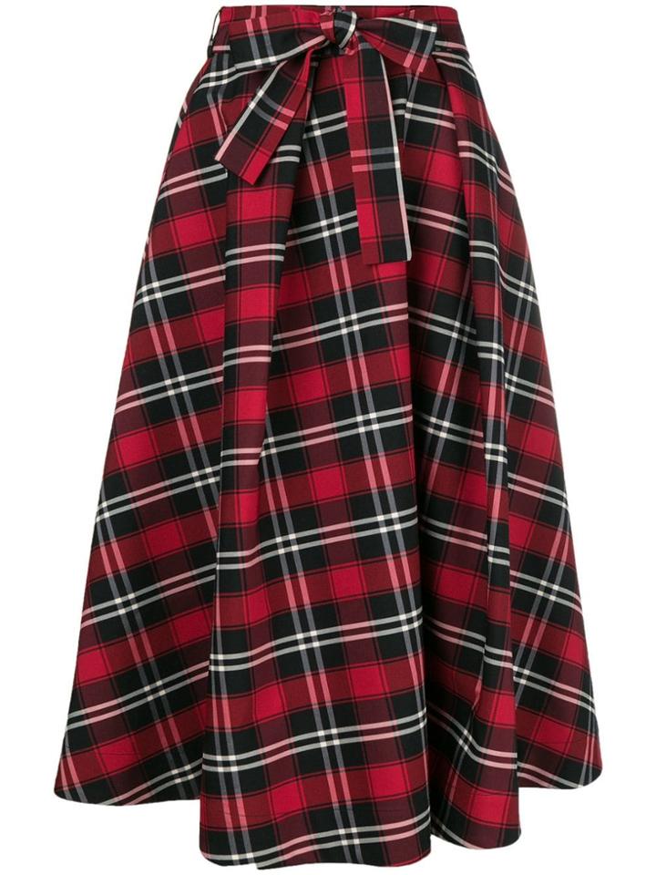 Msgm Checked Midi Skirt - Red