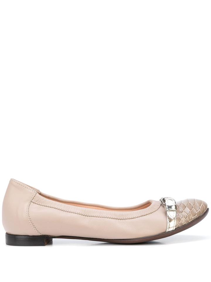 Agl Snake-effect Ballerina Shoes - Neutrals
