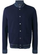 Giorgio Armani - Teal Tipped Varsity Jacket - Men - Cotton/spandex/elastane - 54, Blue, Cotton/spandex/elastane