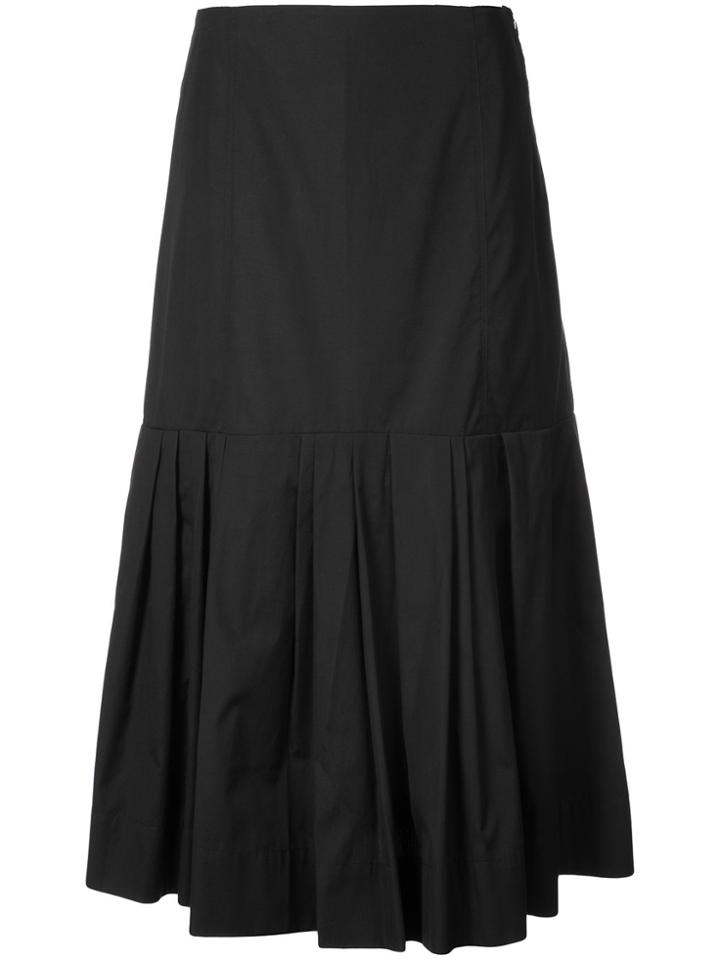 Protagonist Pleated Hem Midi Skirt - Black