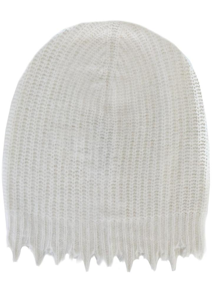 Msgm Distressed Beanie, Men's, White, Wool/polyamide
