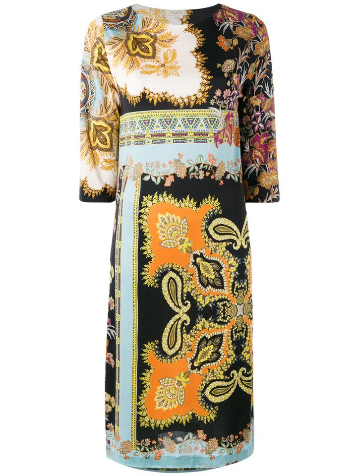Etro - Paisley Printed Dress - Women - Silk - 44, Women's, Black, Silk