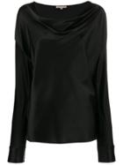 Gold Hawk Draped Neck Blouse Top - Black